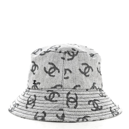 Chanel Denim CC Bucket Hat M White Black 4 of 8