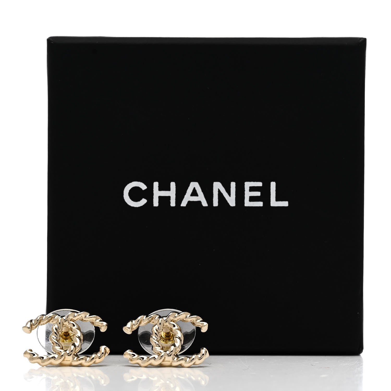 Chanel Twisted CC Earrings Light Gold 5 of 5