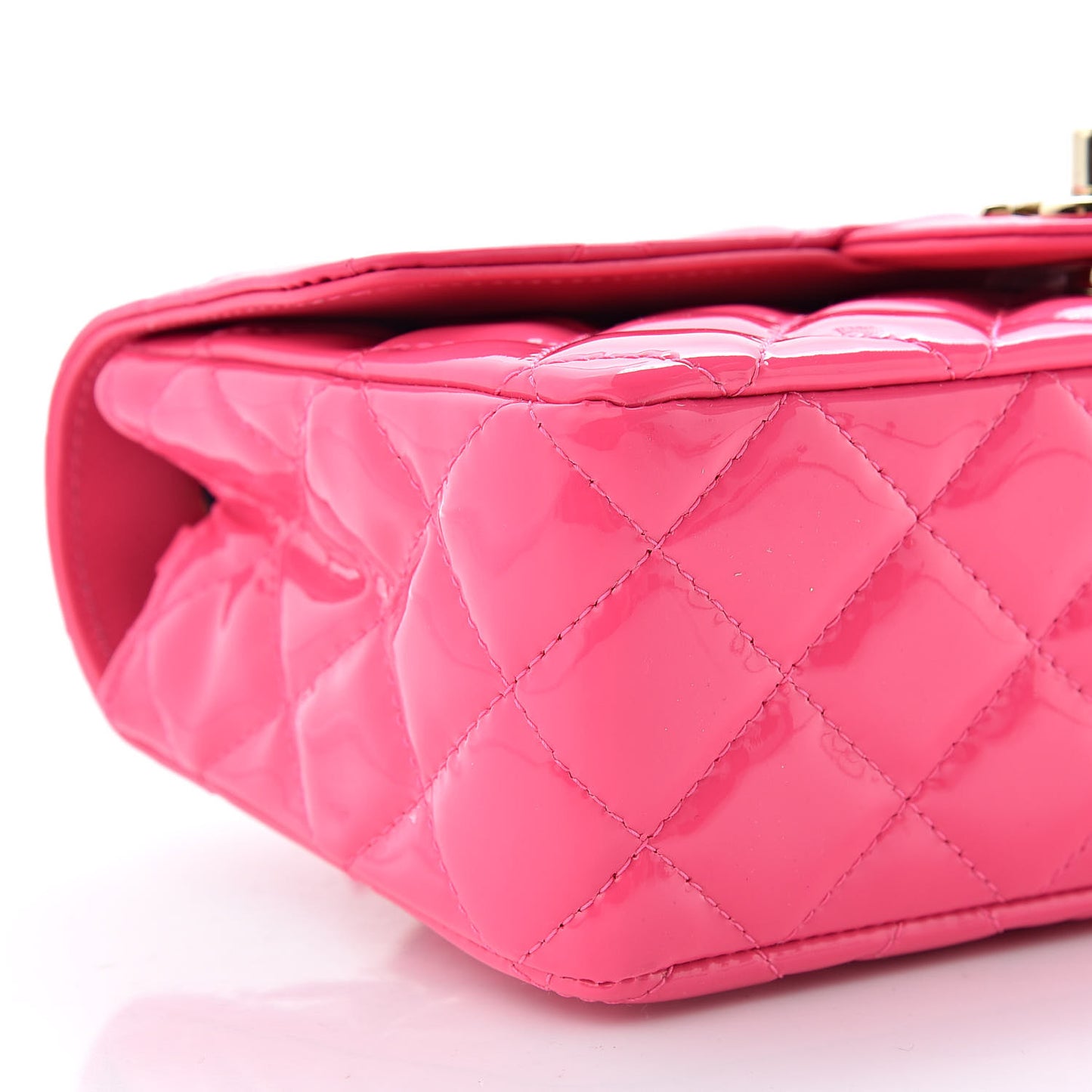 Patent Quilted Mini Rectangular Flap Pink