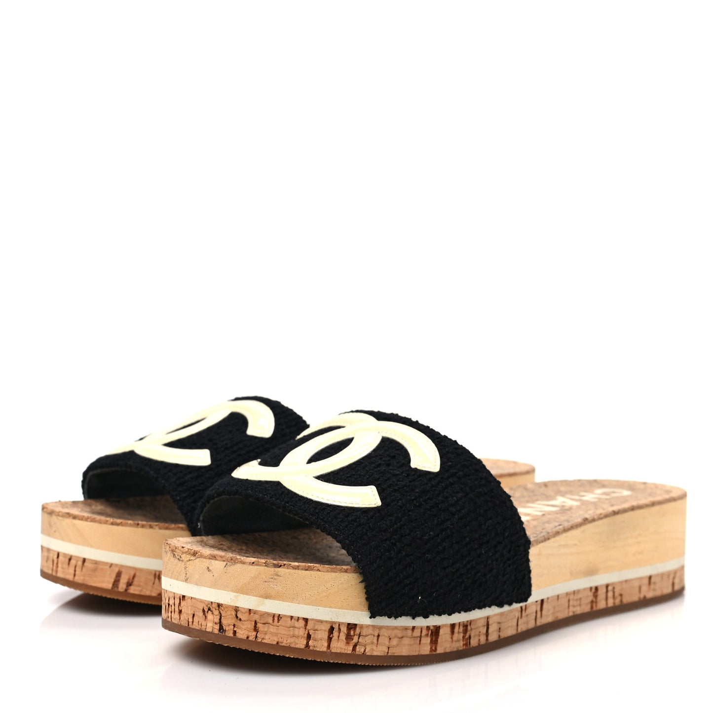 Tweed Cork CC Mule Sandal 38 Black