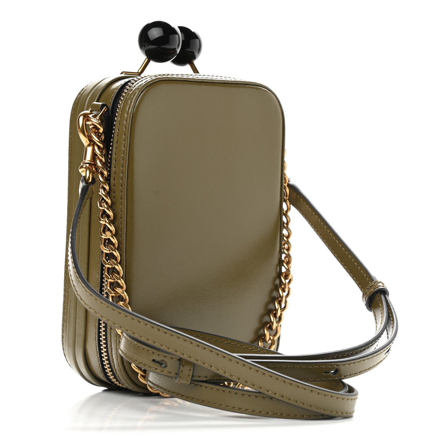Marc Jacobs Smooth Calfskin The Vanity Crossbody Bag Green 3 of 11