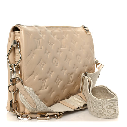 Louis Vuitton Lambskin Swarovski Crystal Embossed Monogram Coussin PM Nude 3 of 12