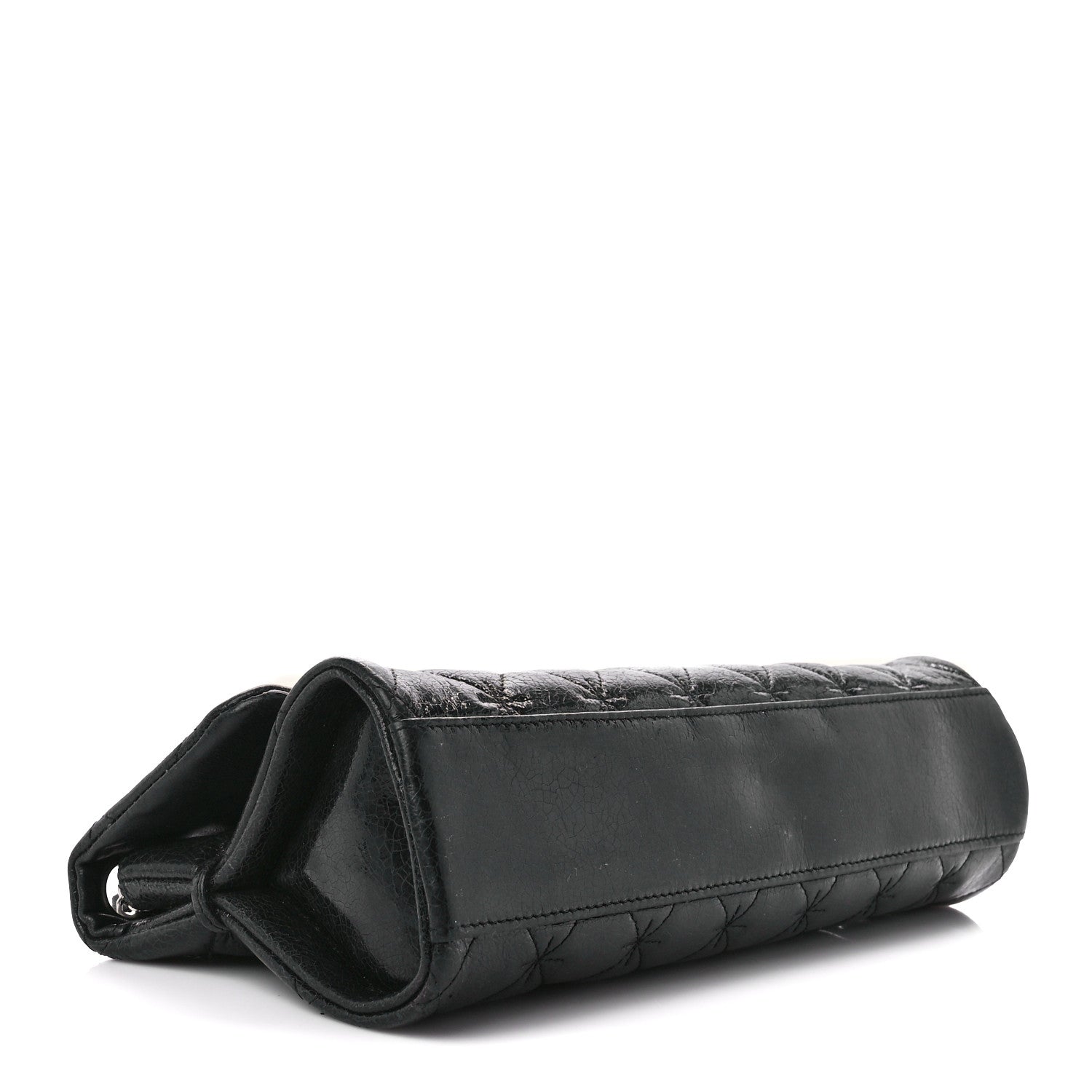 Chanel Glazed Crackled Calfskin Mademoiselle Flap Black 4 of 10