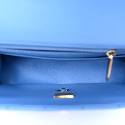Chanel Lambskin Quilted Mini Top Handle Rectangular Flap Blue 5 of 10