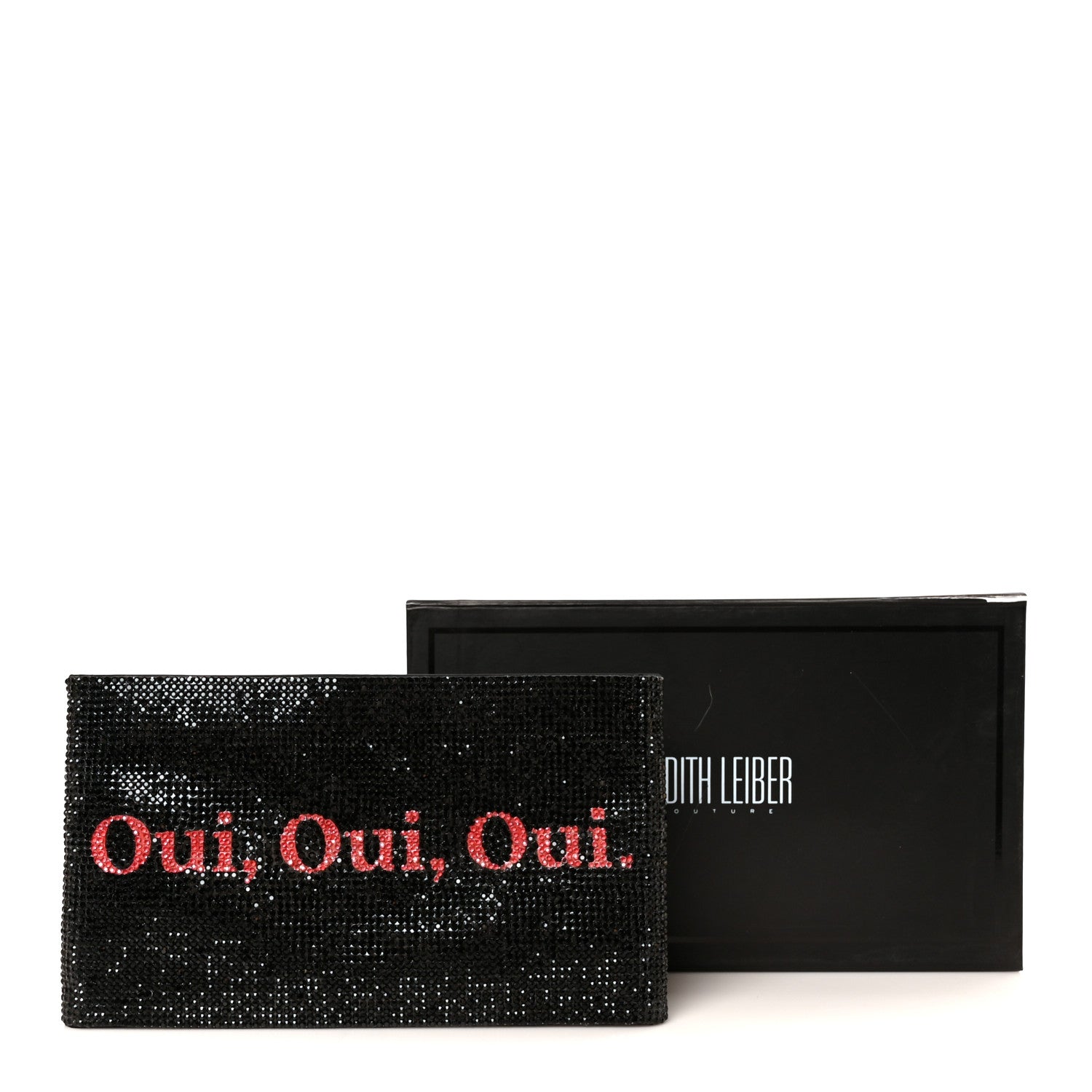Judith Leiber Satin Crystal Oui Oui Pouch Silver Jet Multicolor 9 of 9