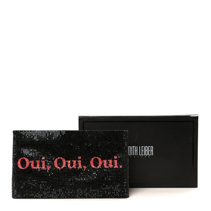Judith Leiber Satin Crystal Oui Oui Pouch Silver Jet Multicolor 9 of 9