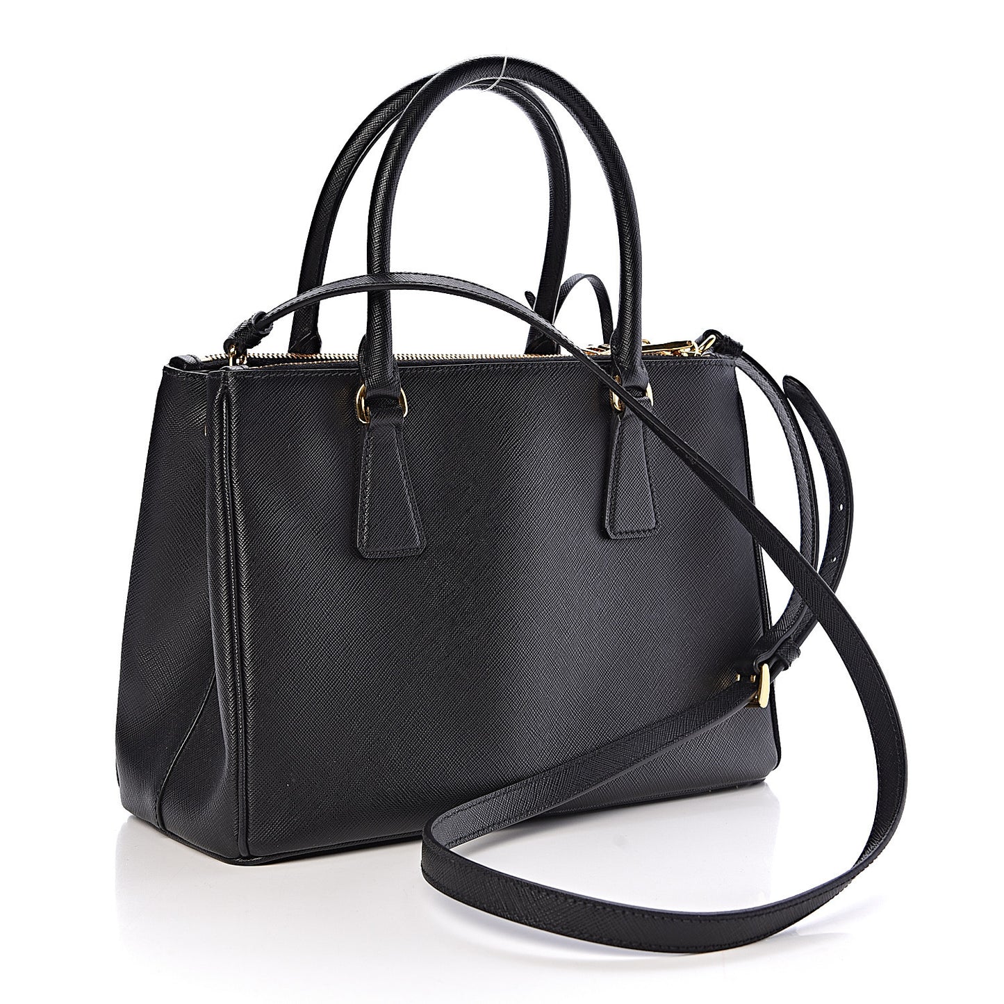 Saffiano Small Galleria Double Zip Tote Black