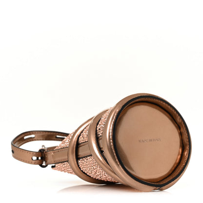 Alexander McQueen Metallic Calfskin Crystal Mini Curve Bucket Bag Rose Gold 3 of 9