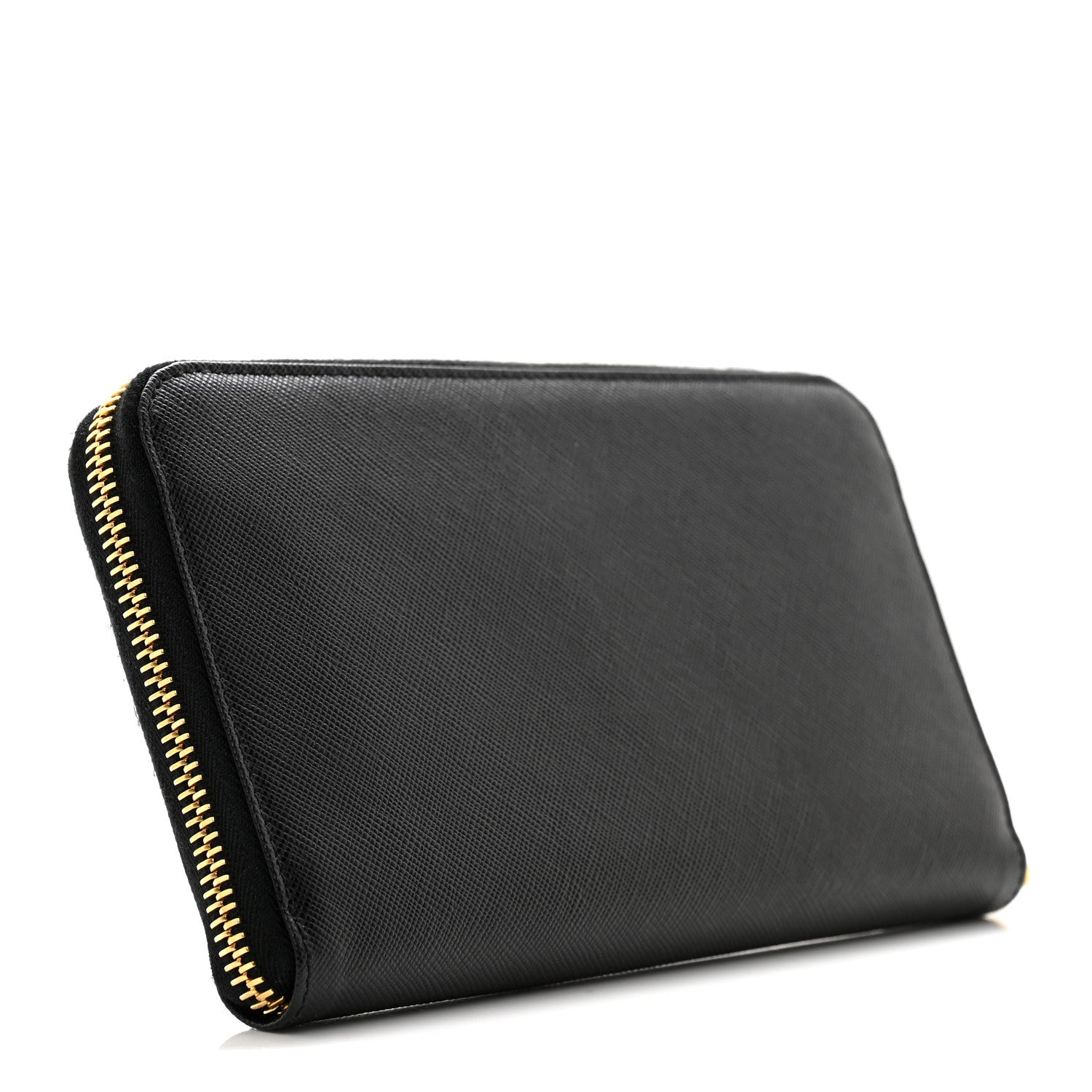 Prada Saffiano Metal Zip Around Wallet Black 3 of 10