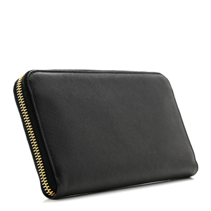 Prada Saffiano Metal Zip Around Wallet Black 3 of 10