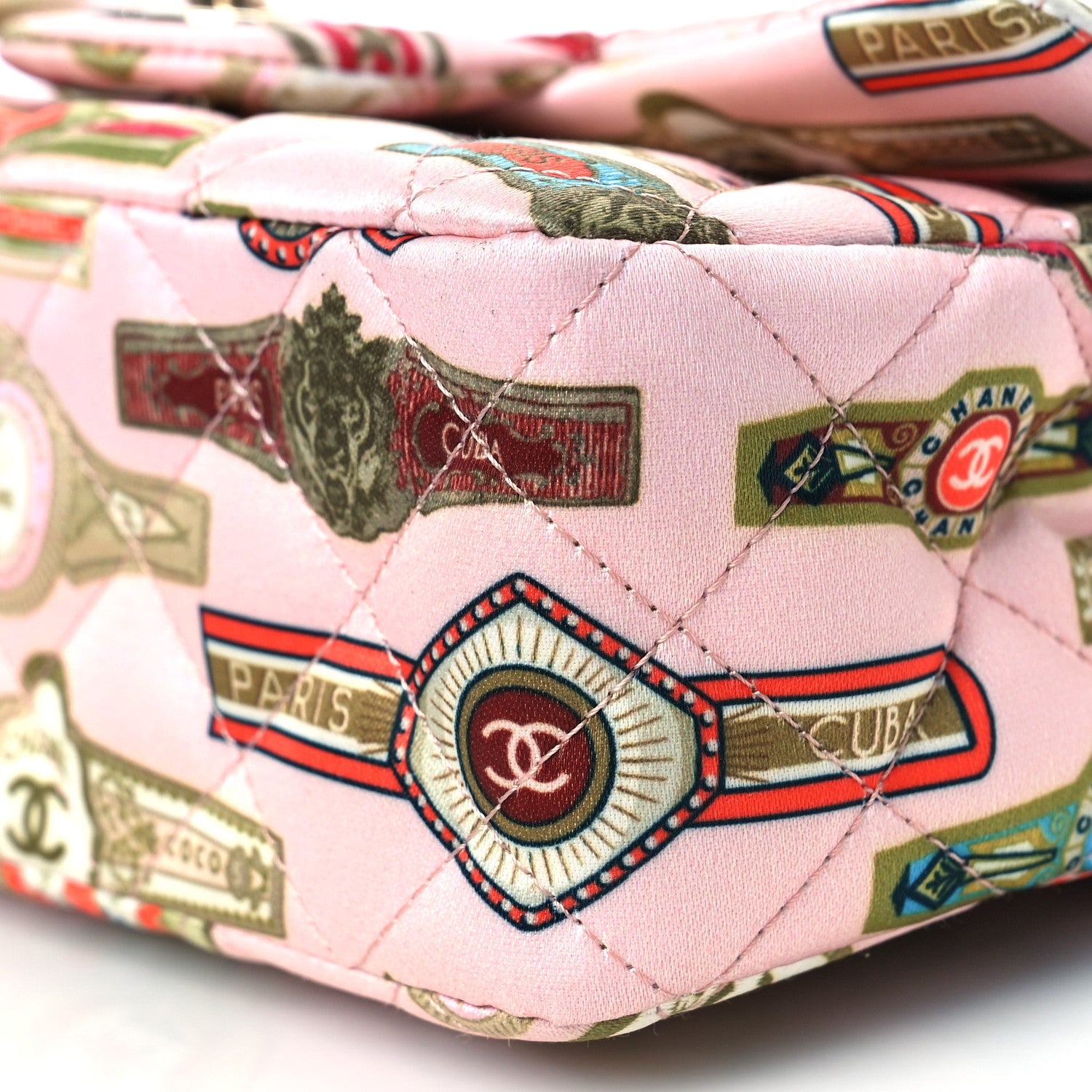 Chanel Satin Paris Cuba Cigare Print Mini Flap Pink 8 of 8