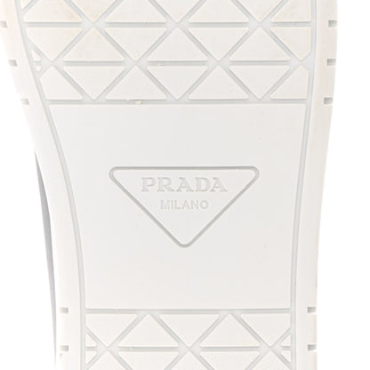 Prada Vitello Soft Metal Triangle Logo Womens Edge Low Top 30mm Sneakers 39 Black White 8 of 10