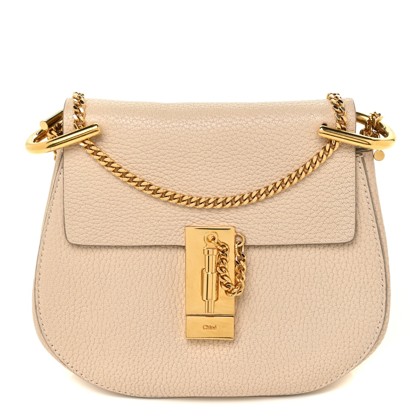 Grained Lambskin Mini Drew Shoulder Bag Abstract White