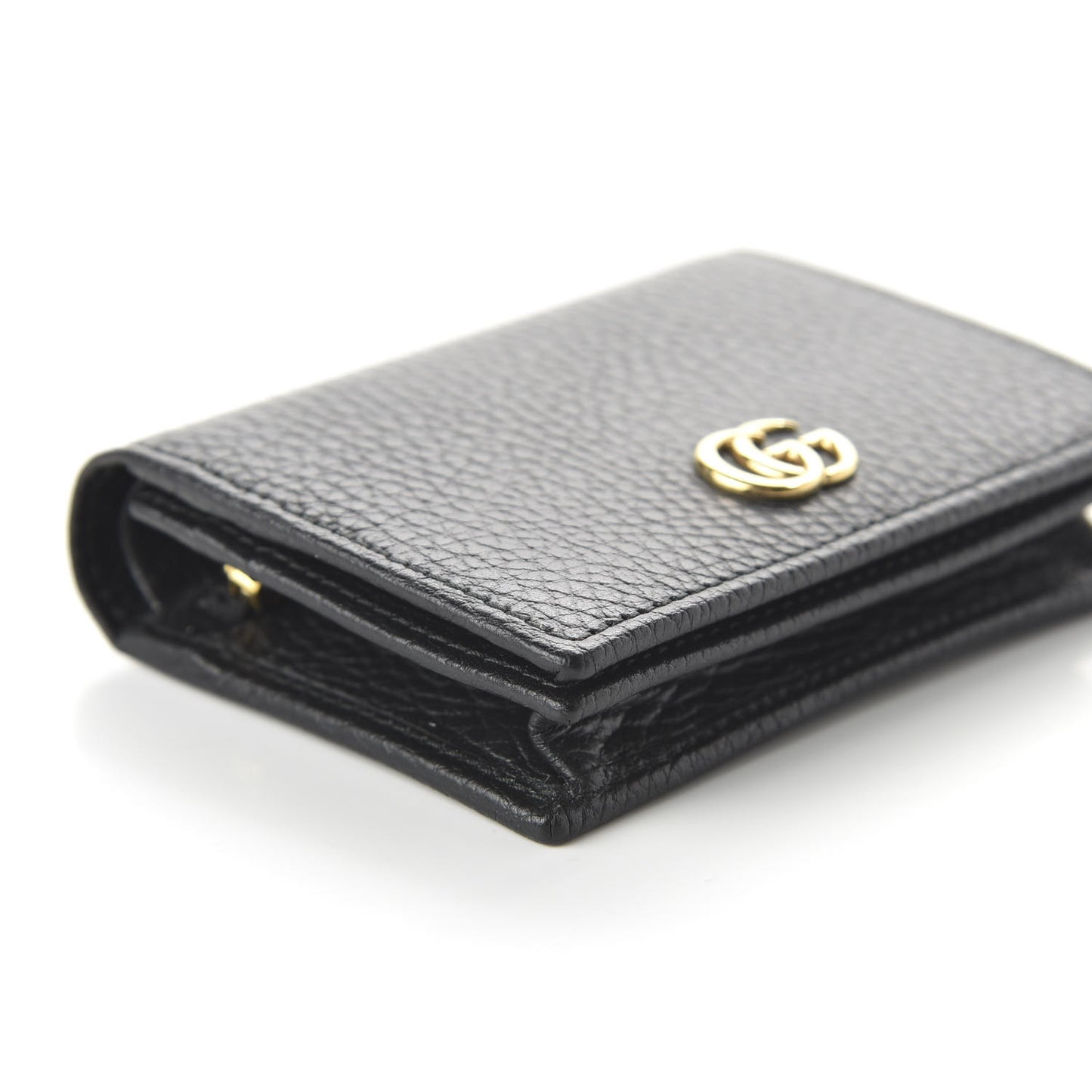 Pebbled Calfskin GG Marmont Card Case Black