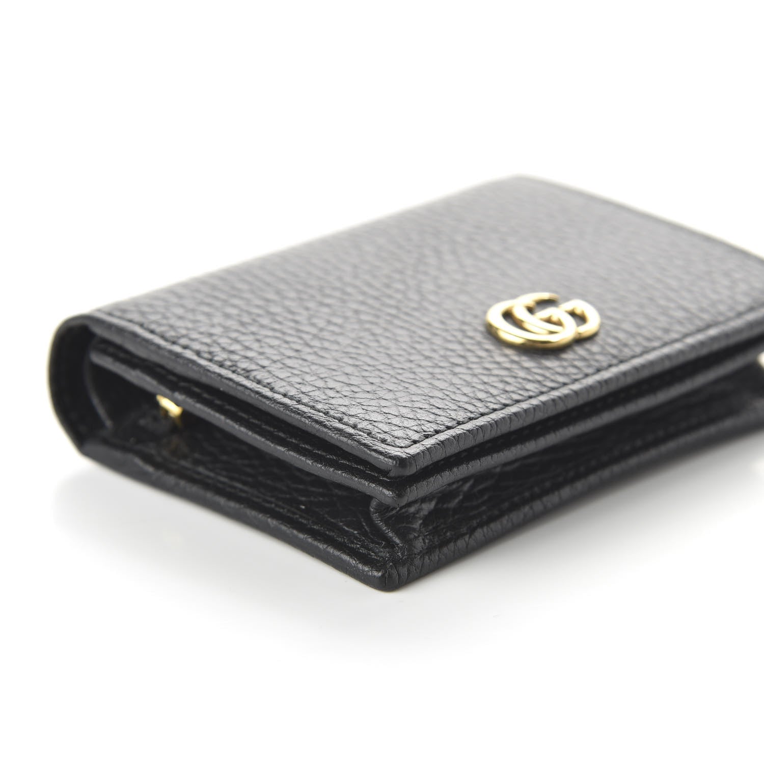 Gucci Pebbled Calfskin GG Marmont Card Case Black 6 of 9