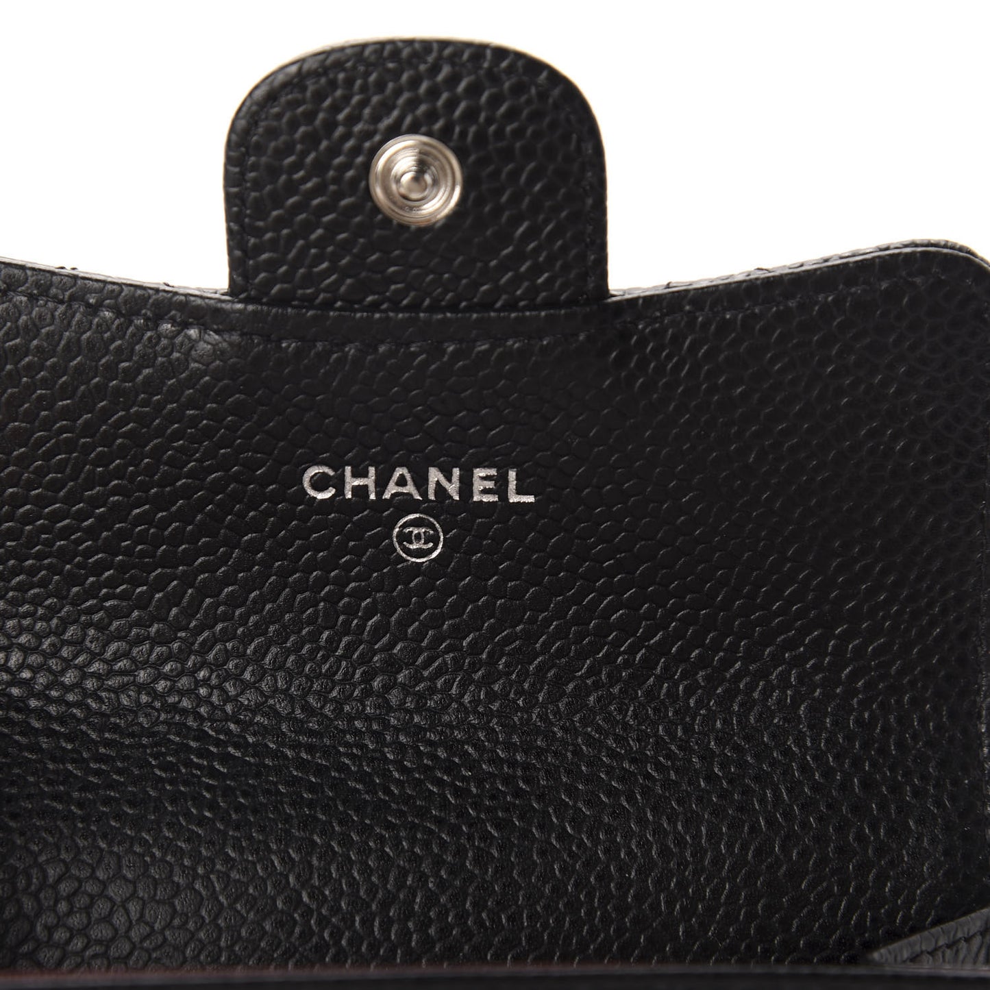 Caviar Quilted Flap Card Holder Black