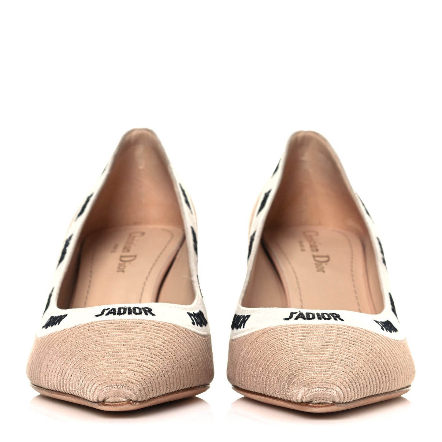 Technical Canvas Ribbon Embroidered J'Adior 65mm Pumps 39.5 Powder Nude