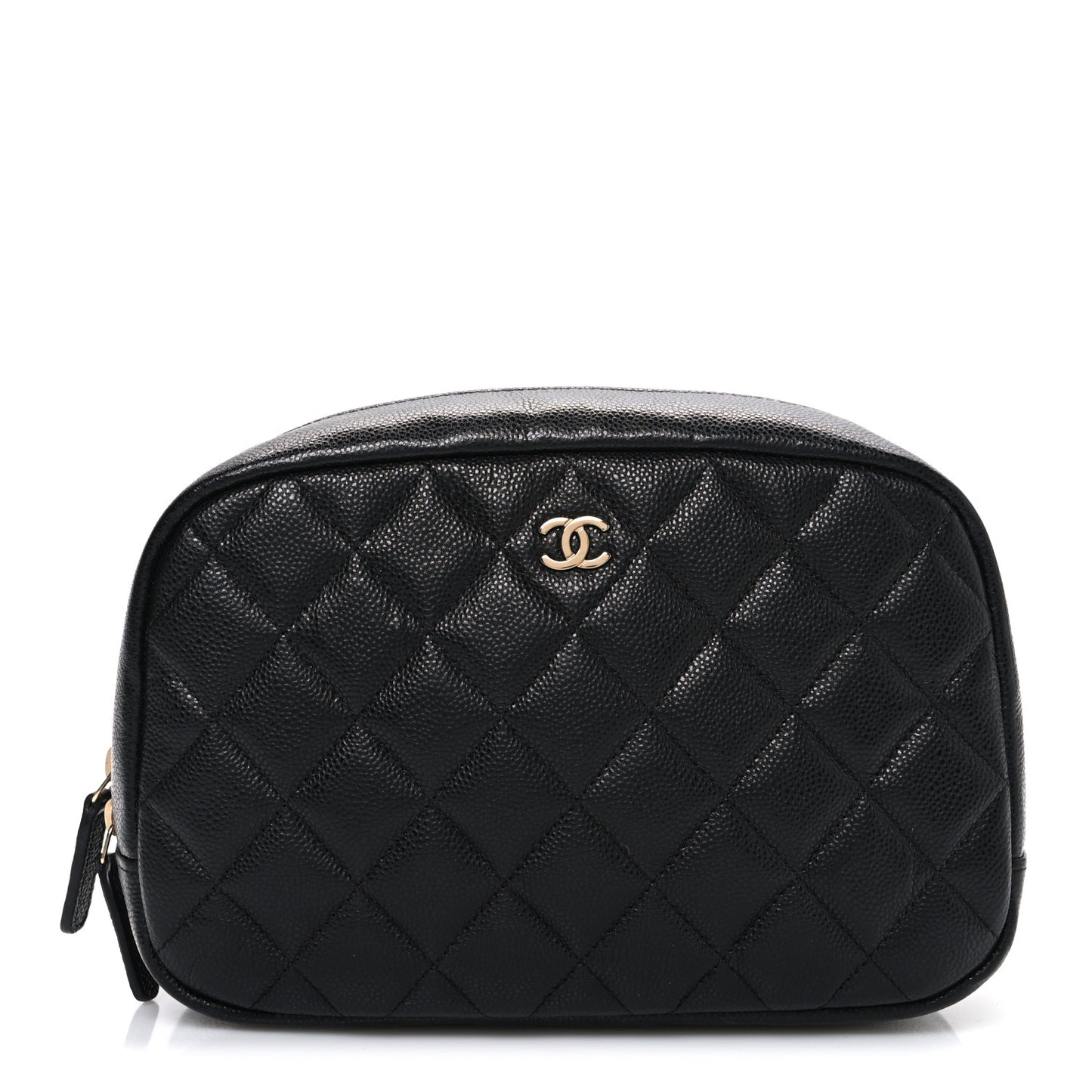 Caviar Quilted Medium Curvy Pouch Cosmetic Case Black