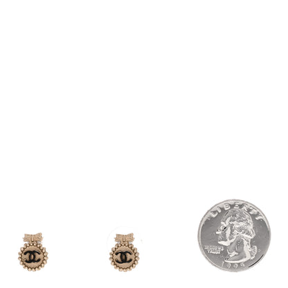 Chanel CC Bow Earrings Black Gold 2 of 4