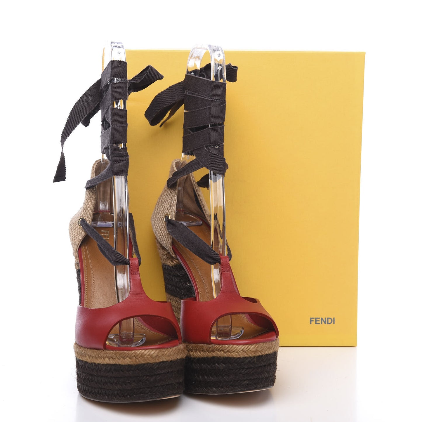 Vachetta Jute Nastro Espadrille Wedge Sandals 37.5 Rosso Moro