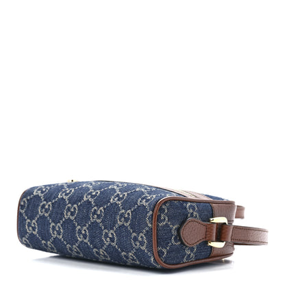 Gucci New Denim GG Monogram Dollar Calfskin Mini Ophidia Shoulder Bag Blue Tea Cuir Epilog 9 of 11