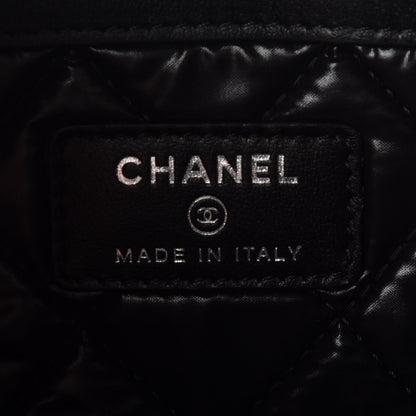 Chanel Striped Canvas Large Deauville Pouch Clutch Black 6 of 10