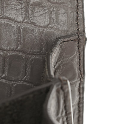 Saint Laurent Calfskin Crocodile Embossed Medium Monogram Sunset Fog 11 of 13