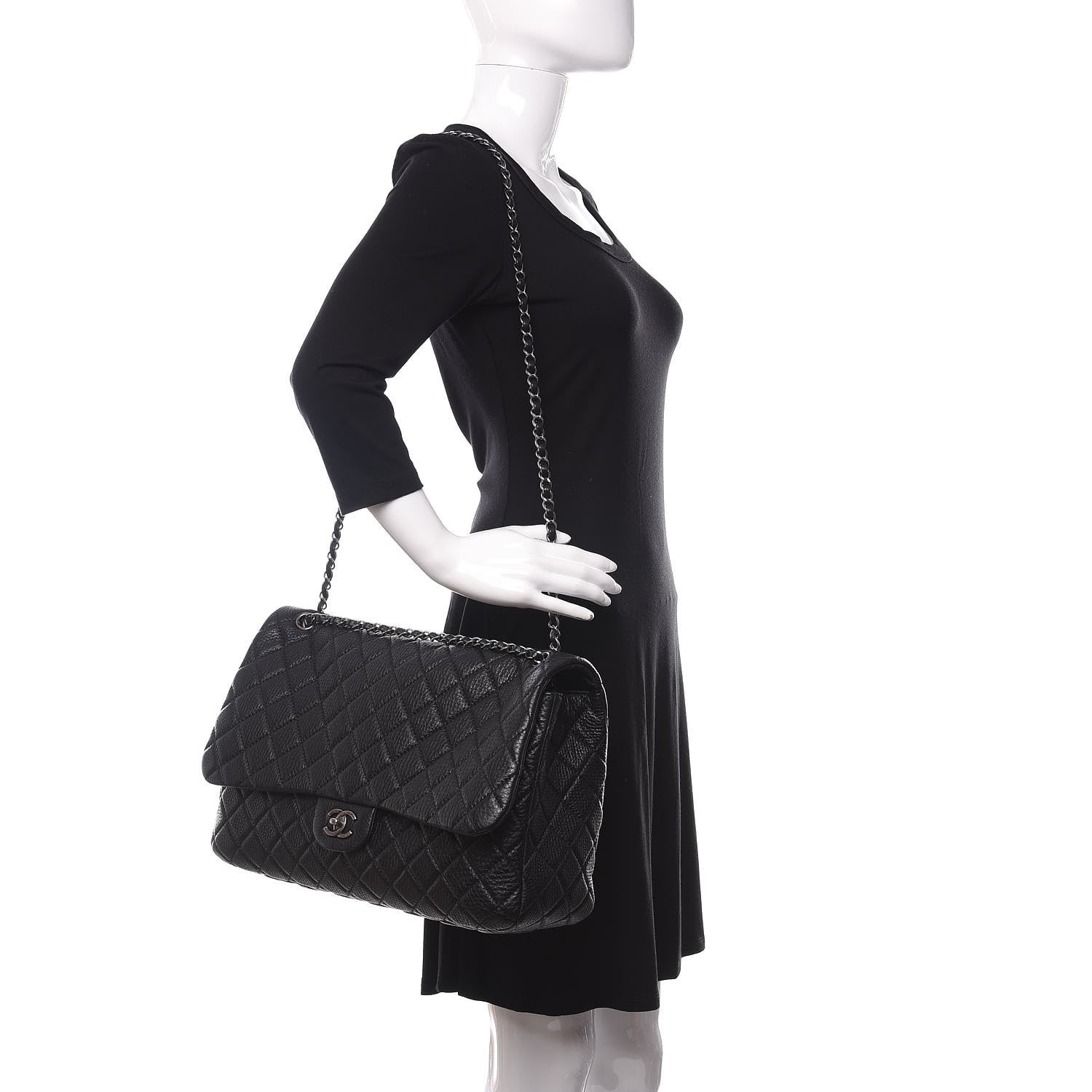 Chanel Calfskin Quilted XXL Travel Flap Bag Black 2 of 12