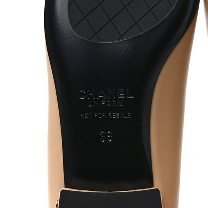 Chanel Lambskin Cap Toe CC Uniform Ballerina Flats 38 Beige Black 6 of 8