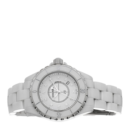 Chanel Stainless Steel Ceramic Diamond 33mm J12 Quartz Watch White 2 of 4