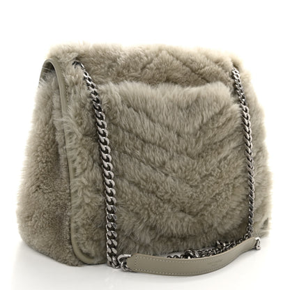 Saint Laurent Calfskin Shearling Monogram Medium Niki Chain Satchel Grey 3 of 9