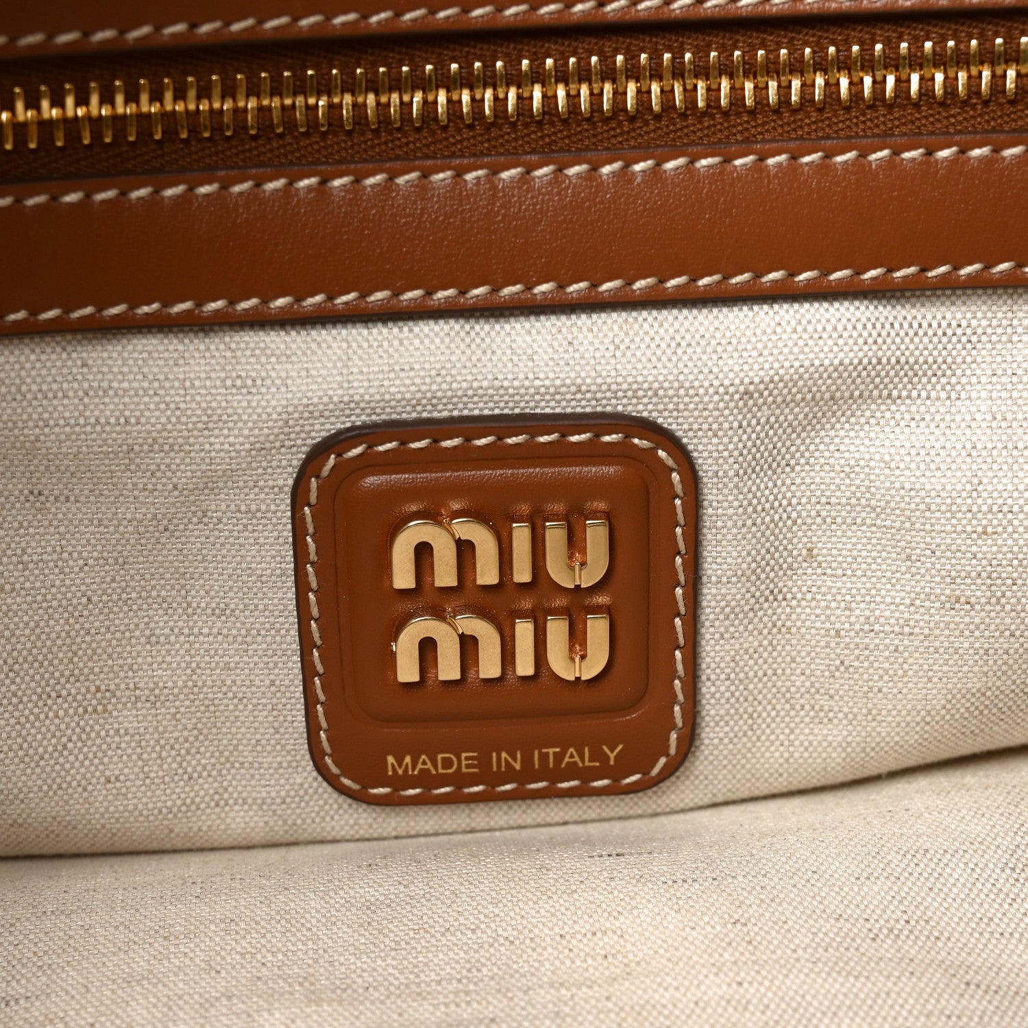 Miu Miu Canvas Ivy Beige Brandy 6 of 9