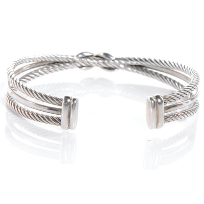 David Yurman Sterling Silver Diamond Crossover X Cuff 5 of 6