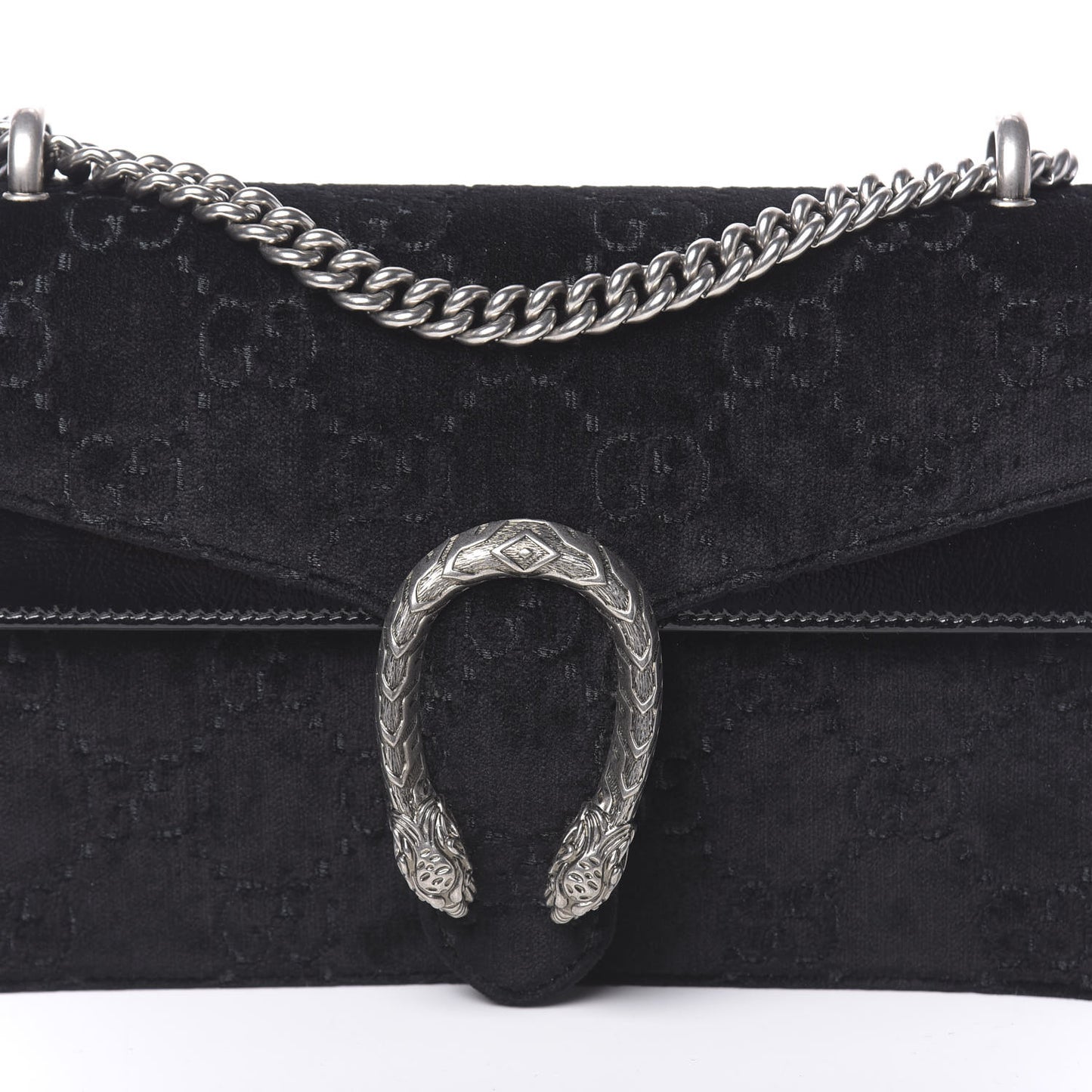 Velvet GG Monogram Small Dionysus Shoulder Bag Black