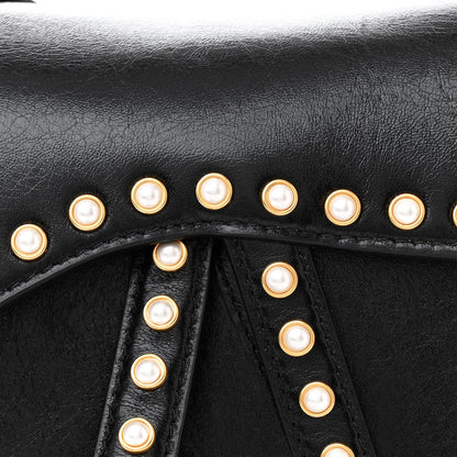 Christian Dior Crinkled Patent Lambskin Studded Saddle Bag With Strap Black 8 of 10