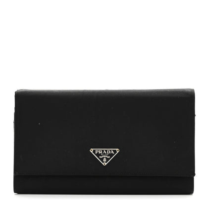 Prada Tessuto Nylon Continental Flap Wallet Black 1 of 10