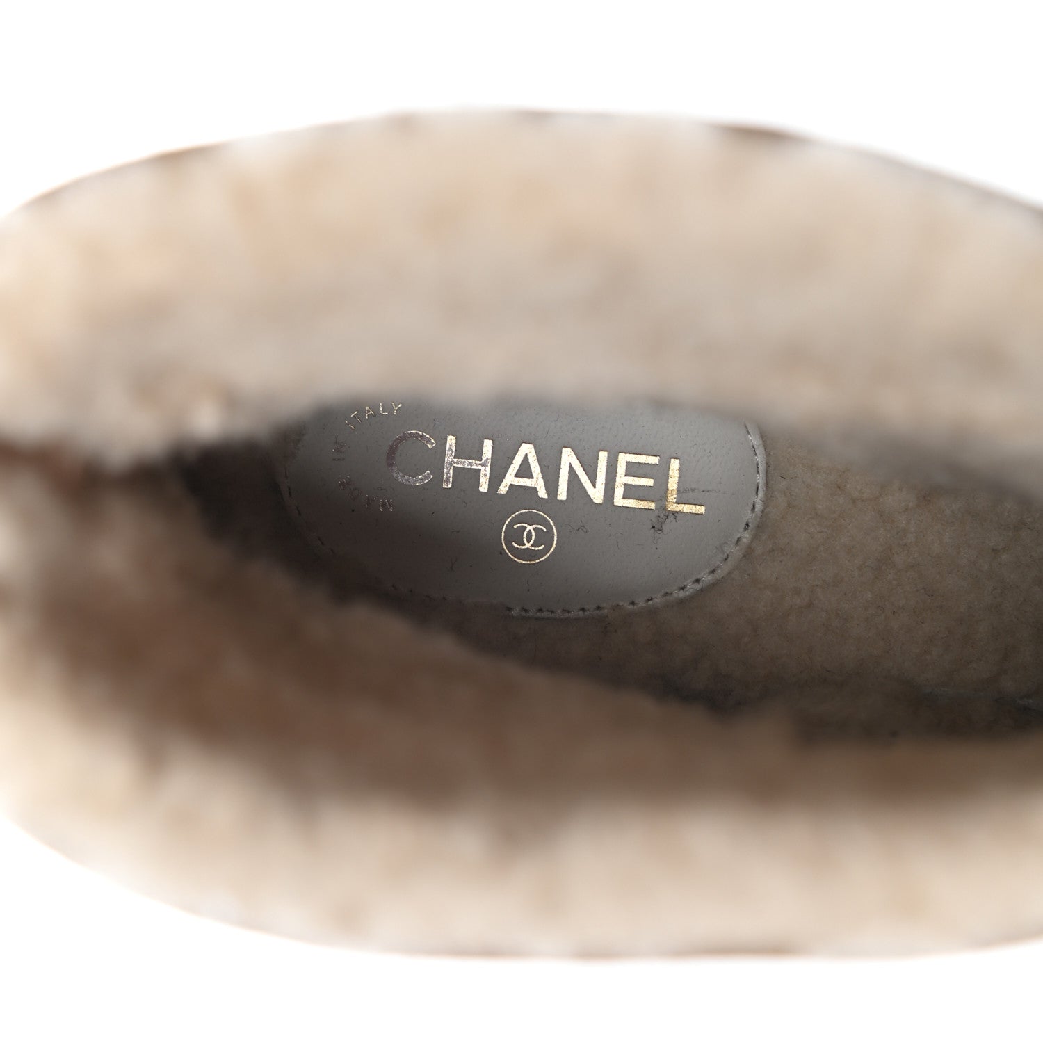 Chanel Kid Suede Shearling Womens Cap Toe Chain Short Boots 39.5 Light Brown Black 7 of 7