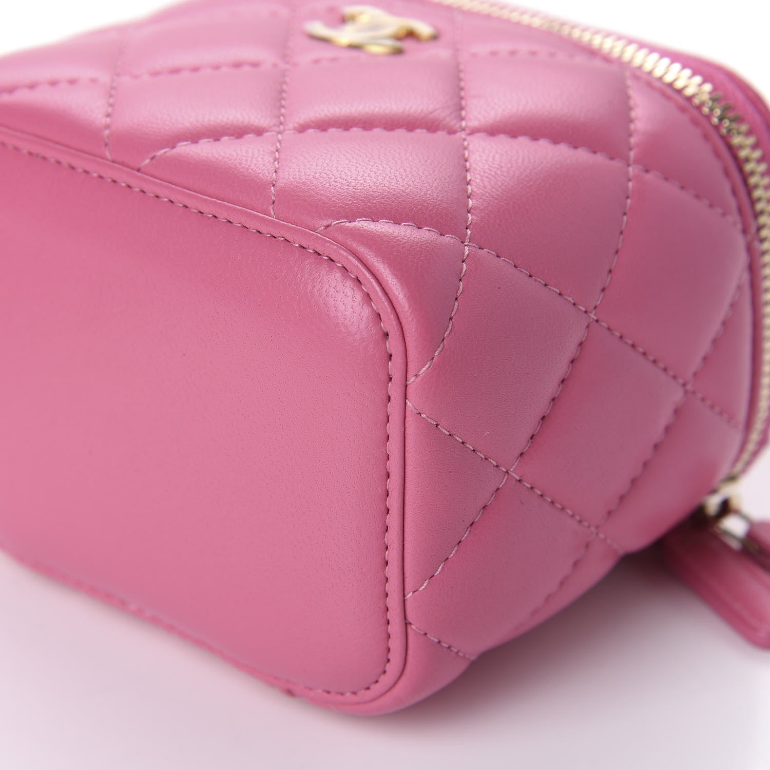 Chanel Lambskin Quilted Pearl Crush Mini Vanity Case With Chain Pink 7 of 11