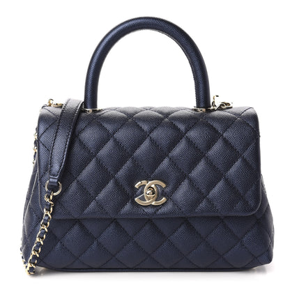 Chanel Iridescent Caviar Quilted Mini Coco Handle Flap Dark Blue 1 of 11