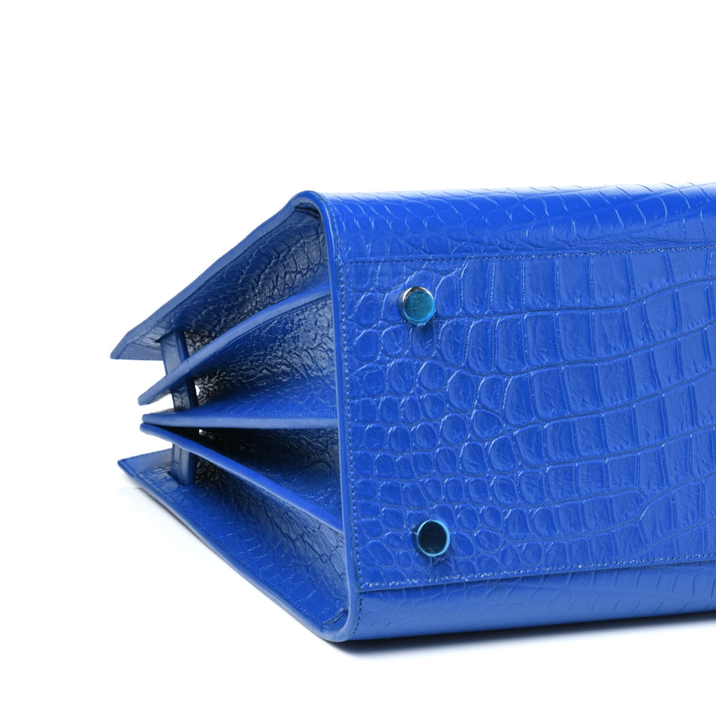 Calfskin Crocodile Embossed Small Sac De Jour Royal Blue