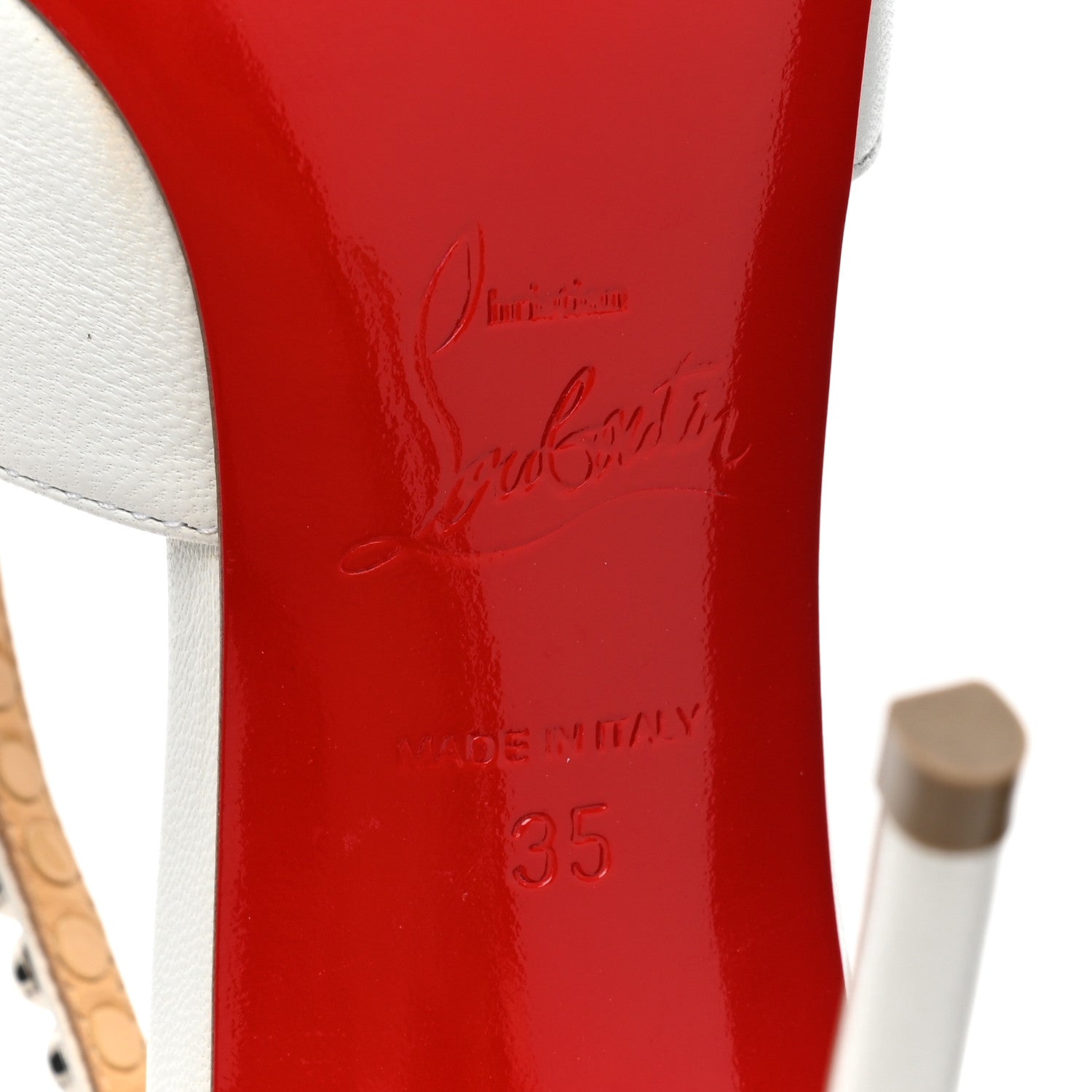 Christian Louboutin Kid PVC Spike Cross 100 Pumps 35 White Silver 6 of 17