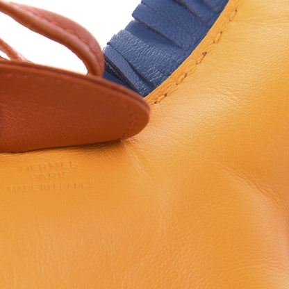 Hermes Milo Lambskin Grigri Rodeo Horse Bag Charm GM Jaune D'Or Bleu Agate Cornaline 3 of 4