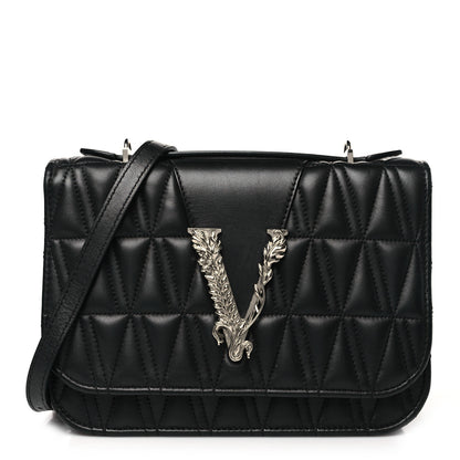 Versace Nappa Quilted Virtus Top Handle Shoulder Bag Black 1 of 10