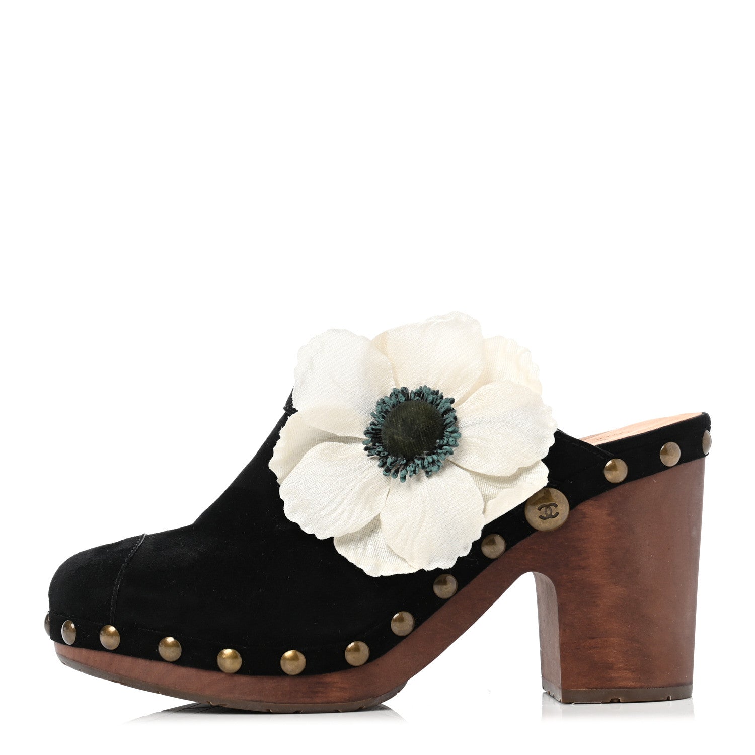 Chanel Suede Camellia Clogs 40 Black 1 of 10