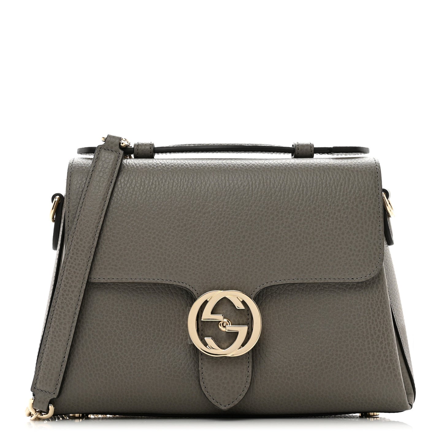 Dollar Calfskin Interlocking G Top Handle Shoulder Bag Loess