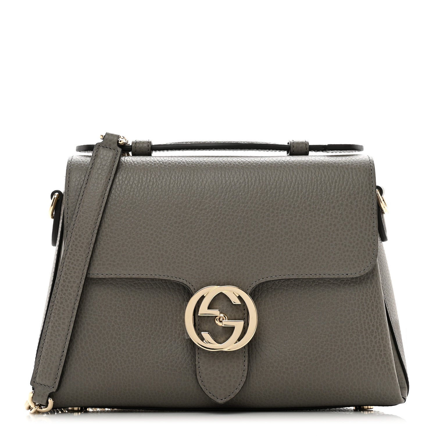 Gucci Dollar Calfskin Interlocking G Top Handle Shoulder Bag Loess 1 of 11