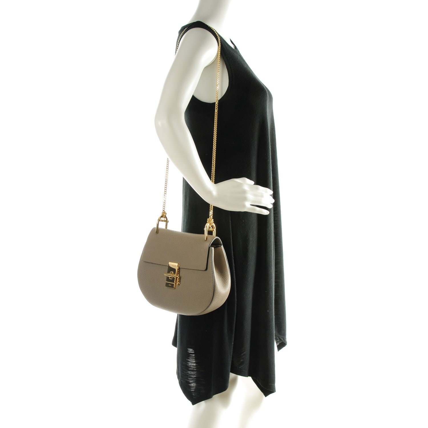Chloe Grained Lambskin Drew Shoulder Bag Motty Grey 2 of 8
