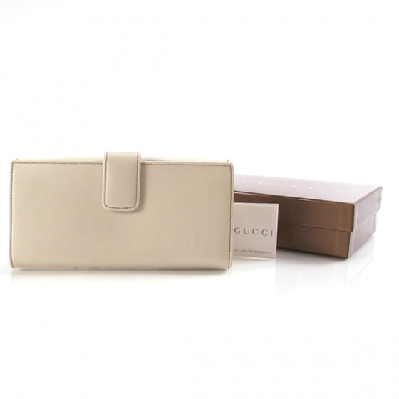 Leather Britt Continental Wallet Beige