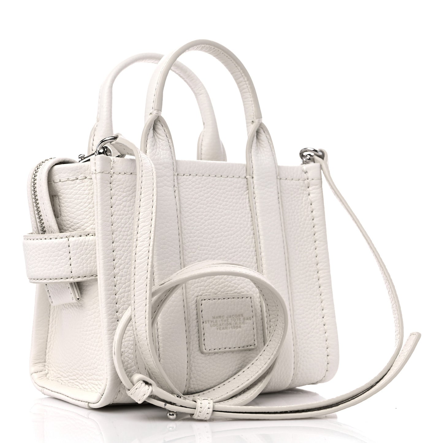 Grained Calfskin Micro The Tote Bag Cotton Silver