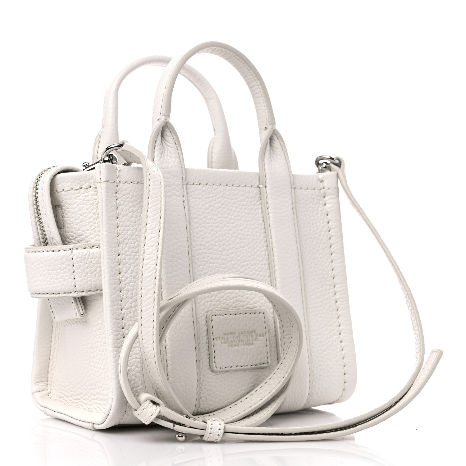 Marc Jacobs Grained Calfskin Micro The Tote Bag Cotton Silver 3 of 8